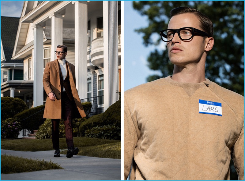 German model Lars Burmeister wears fall fashions from brands such as Tommy Hilfiger.