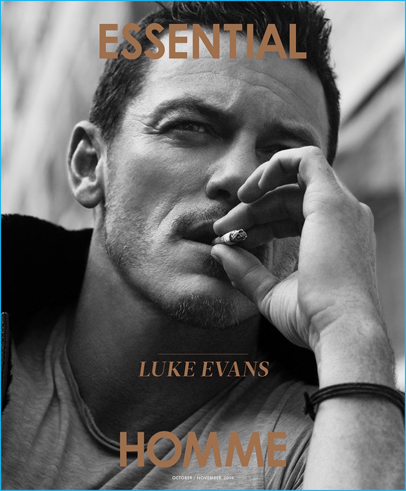 Luke Evans covers the November 2016 issue of Essential Homme.