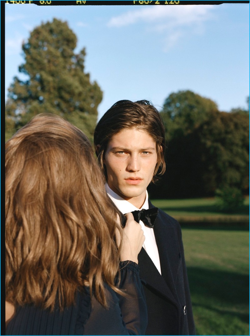 Boyd Gates dons a tuxedo for Mango Man's most recent campaign.