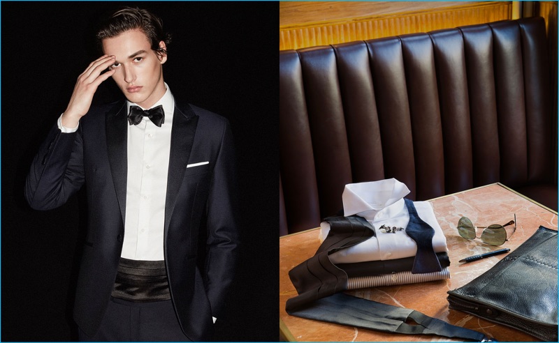 Dressed to the nines, Jegor Venned wears a sharp tuxedo by Massimo Dutti.