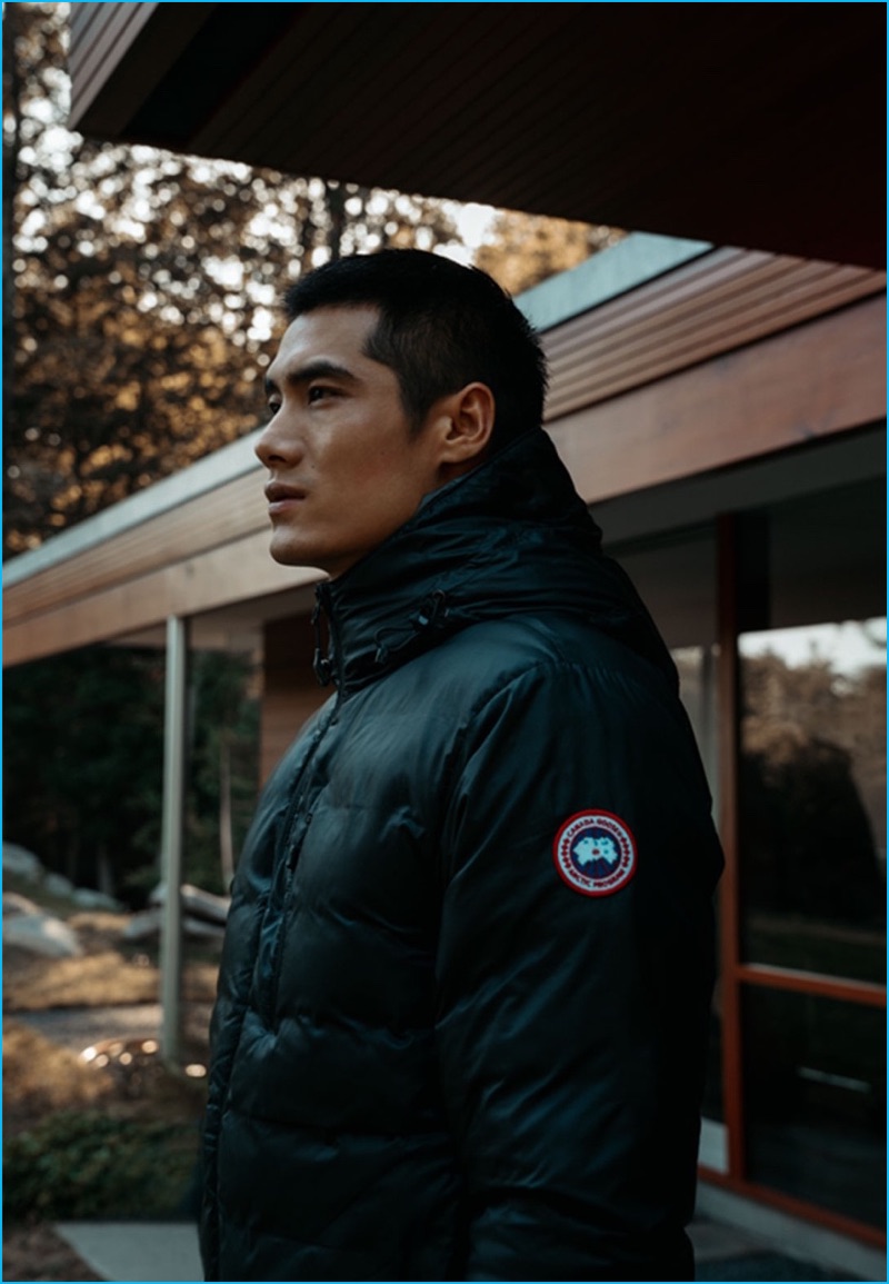 Paul McLean photographs Hao Yun Xiang in a fur-trimmed down parka from Canada Goose.