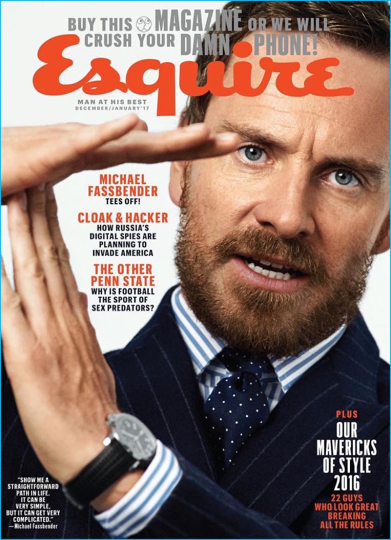 Michael Fassbender covers the December 2016/January 2017 issue of Esquire.