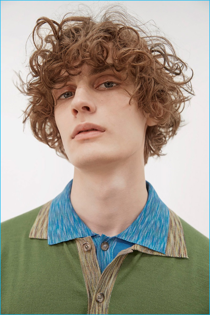 Vivien Lawson is front and center in colorful polo shirts from Orley's spring-summer 2017 men's collection.