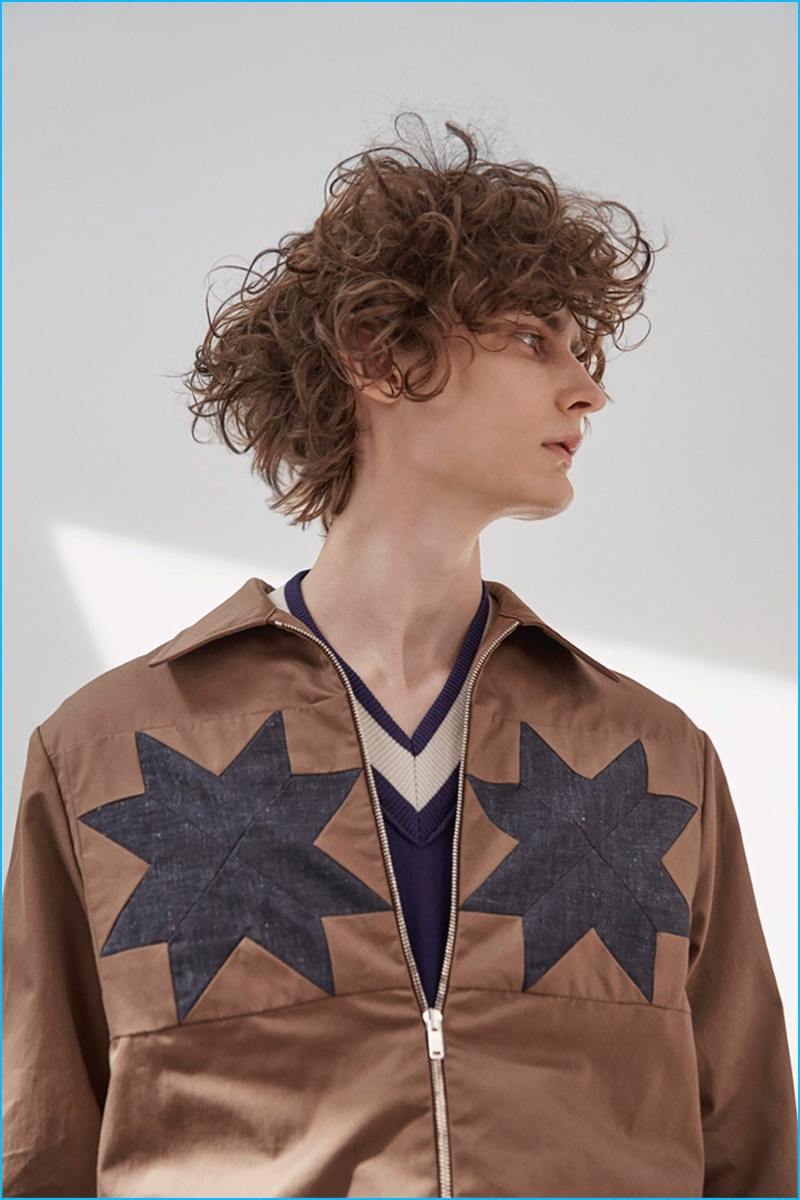Orley steals a page from quilting for a retro-infused jacket from its spring-summer 2017 collection.