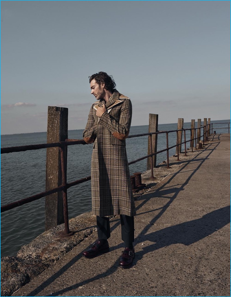 Christopher Preston outfits Richard Biedul in a fall 2016 ensemble from Italian fashion house, Prada.