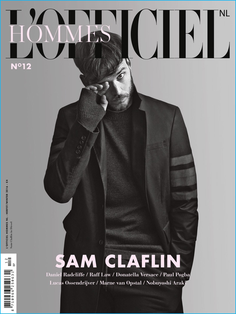 Sam Claflin covers the winter 2016 edition of L'Officiel Hommes Netherlands.