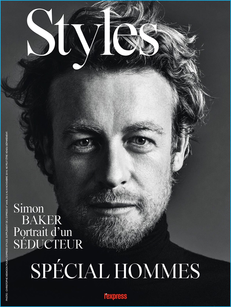 Simon Baker covers the latest issue of L'Express Styles.