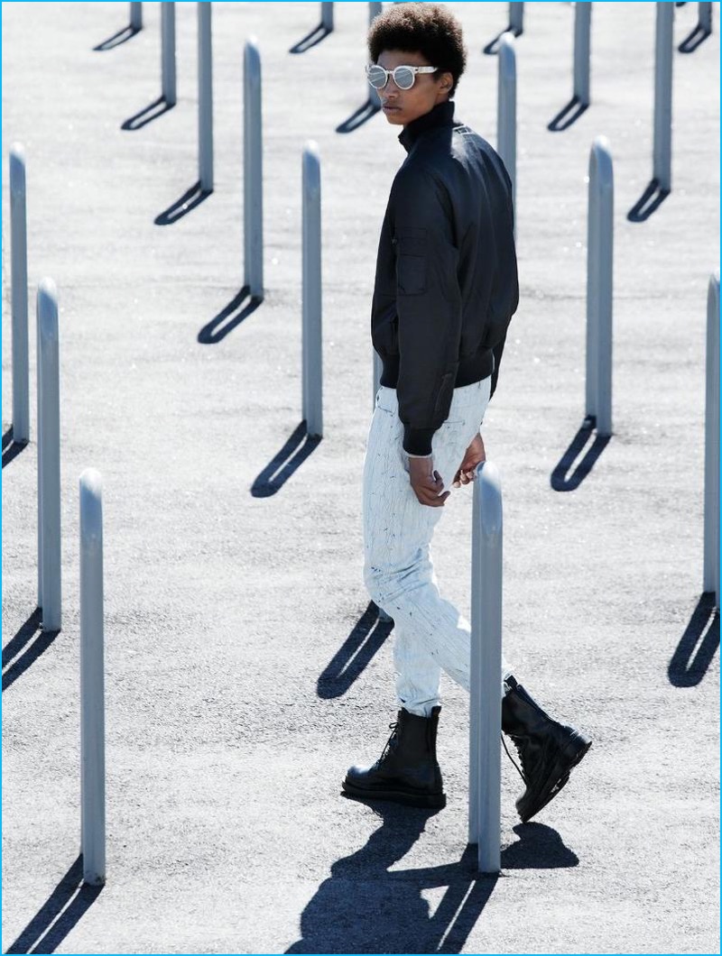 Sol Goss steps out in a fall look from Louis Vuitton for Plaza magazine.