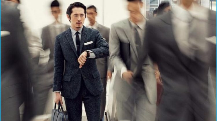 Steven Yeun Dons Tweed Suits for American GQ