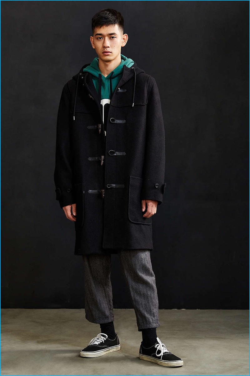 UO Black Toggle Duffle Coat