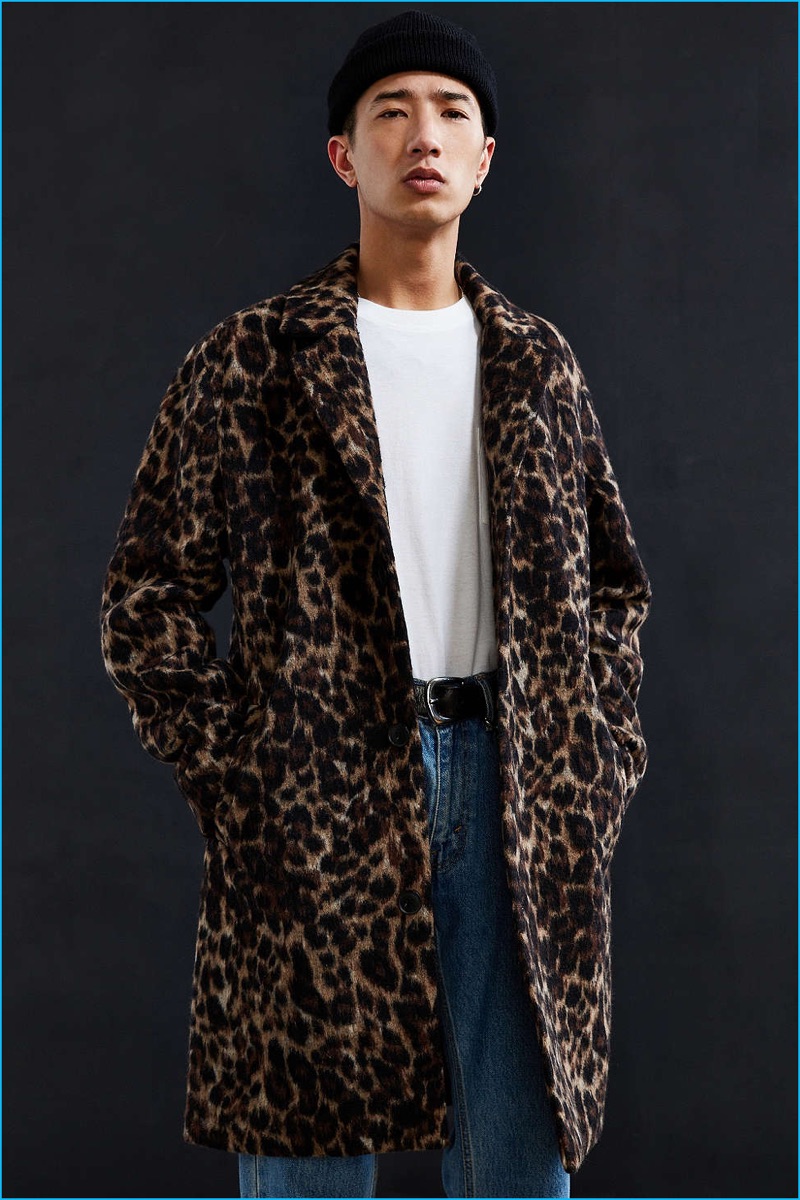 UO Elias Leopard Print Top Coat