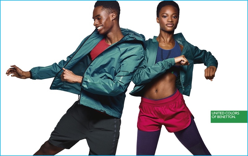 Bakay Diaby sports activewear for United Colors of Benetton's fall 2016 campaign.