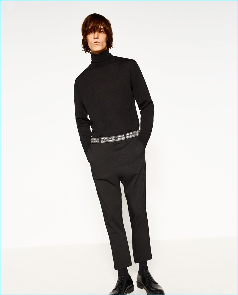 Zara Man champions modern pieces with its black cropped trousers.