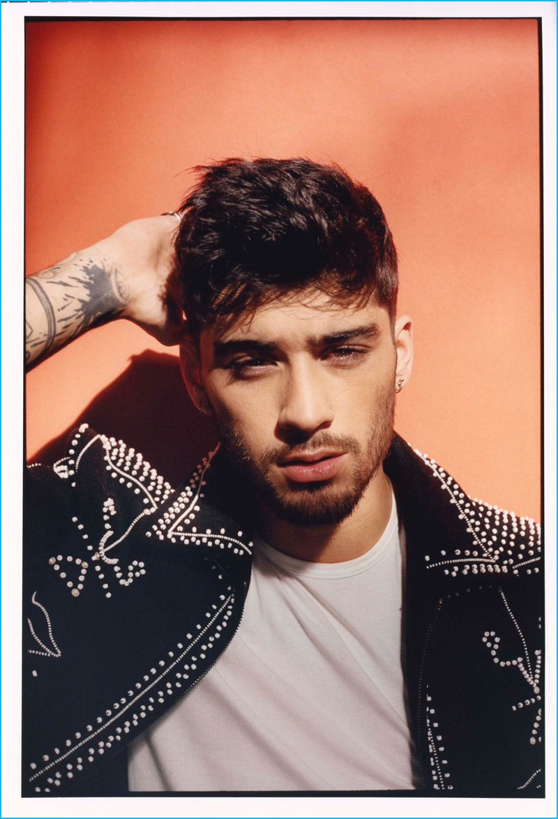 Clare Shilland photographs Zayn Malik in an embellished Valentino jacket with a Calvin Klein t-shirt.