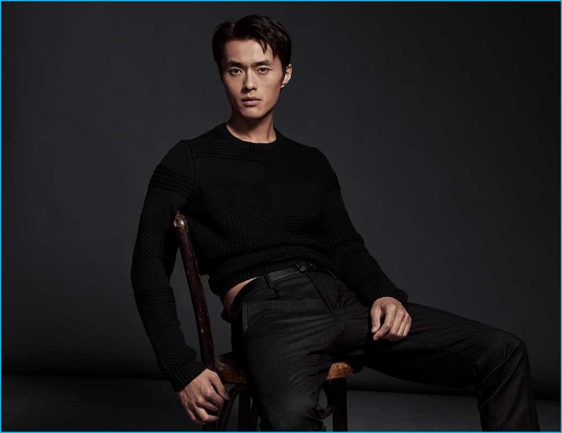 Chinese model Zhao Lei is front and center in an essential look from Zachary Prell's fall-winter 2016 collection.
