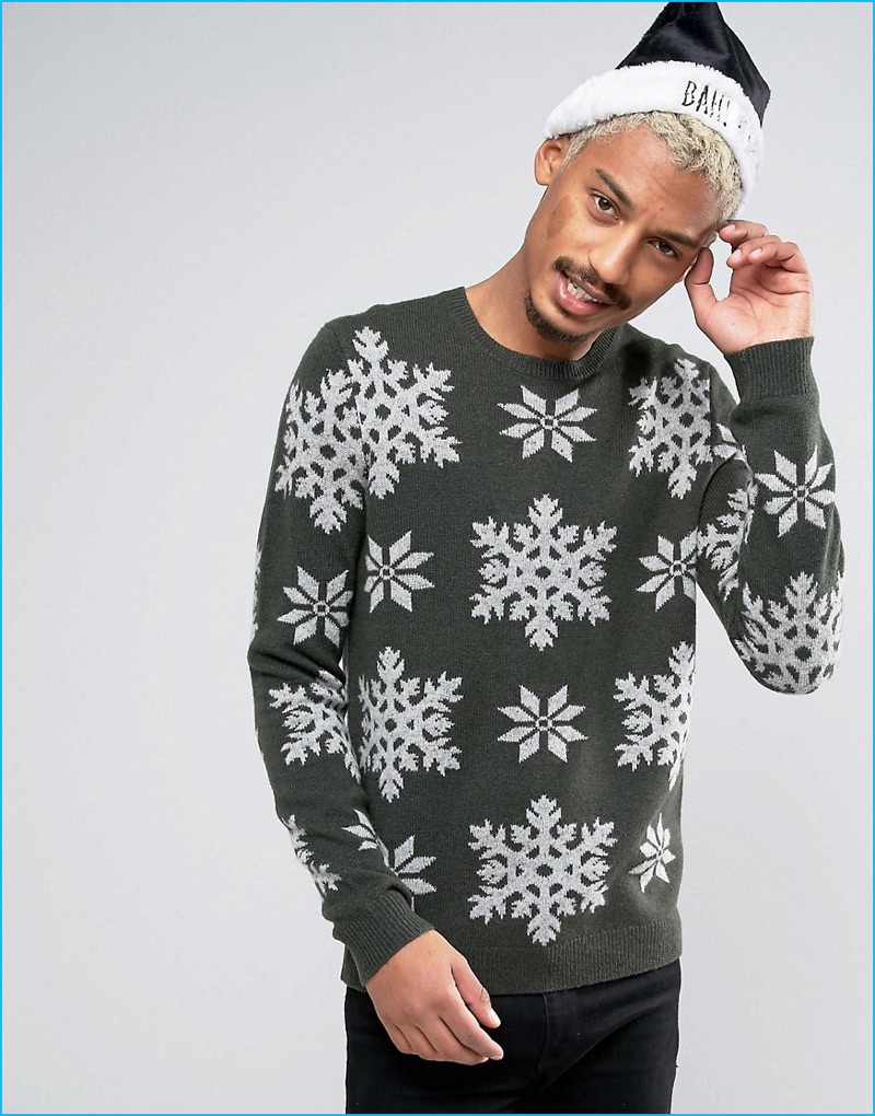 ASOS Men's Christmas Snowflakes Sweater