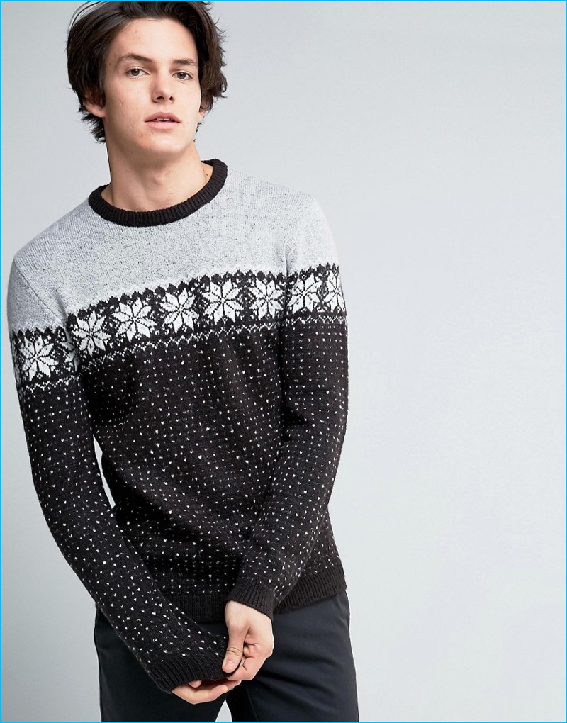 ASOS Men's Snowflake Chest Sweater