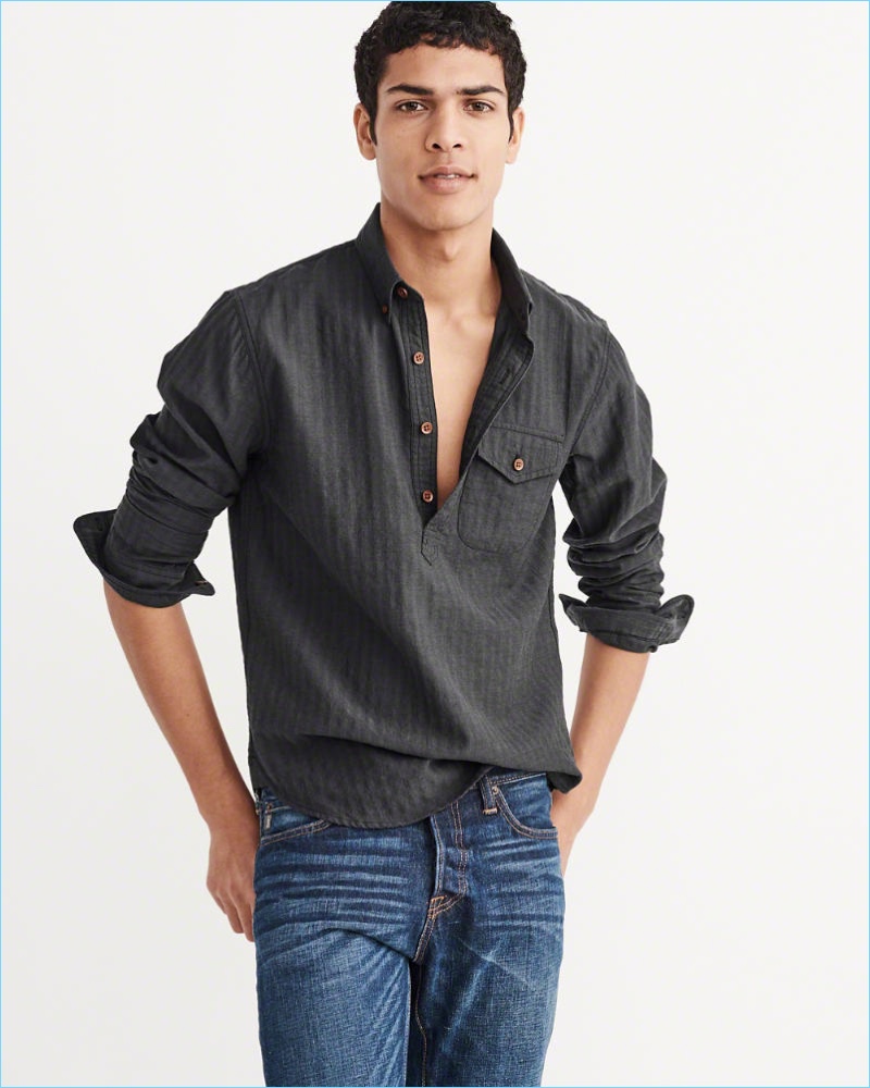 Abercrombie Fitch Herringbone Popover Shirt