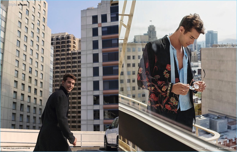 Model Alex Prange charms in Ralph Lauren Purple Label and Gucci for Esquire Hong Kong.