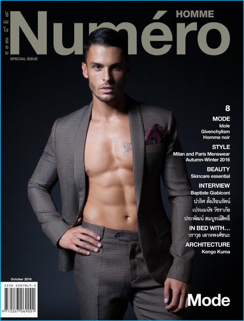 Baptiste Giabiconi covers Numéro Homme Thailand in Monlada Homme.