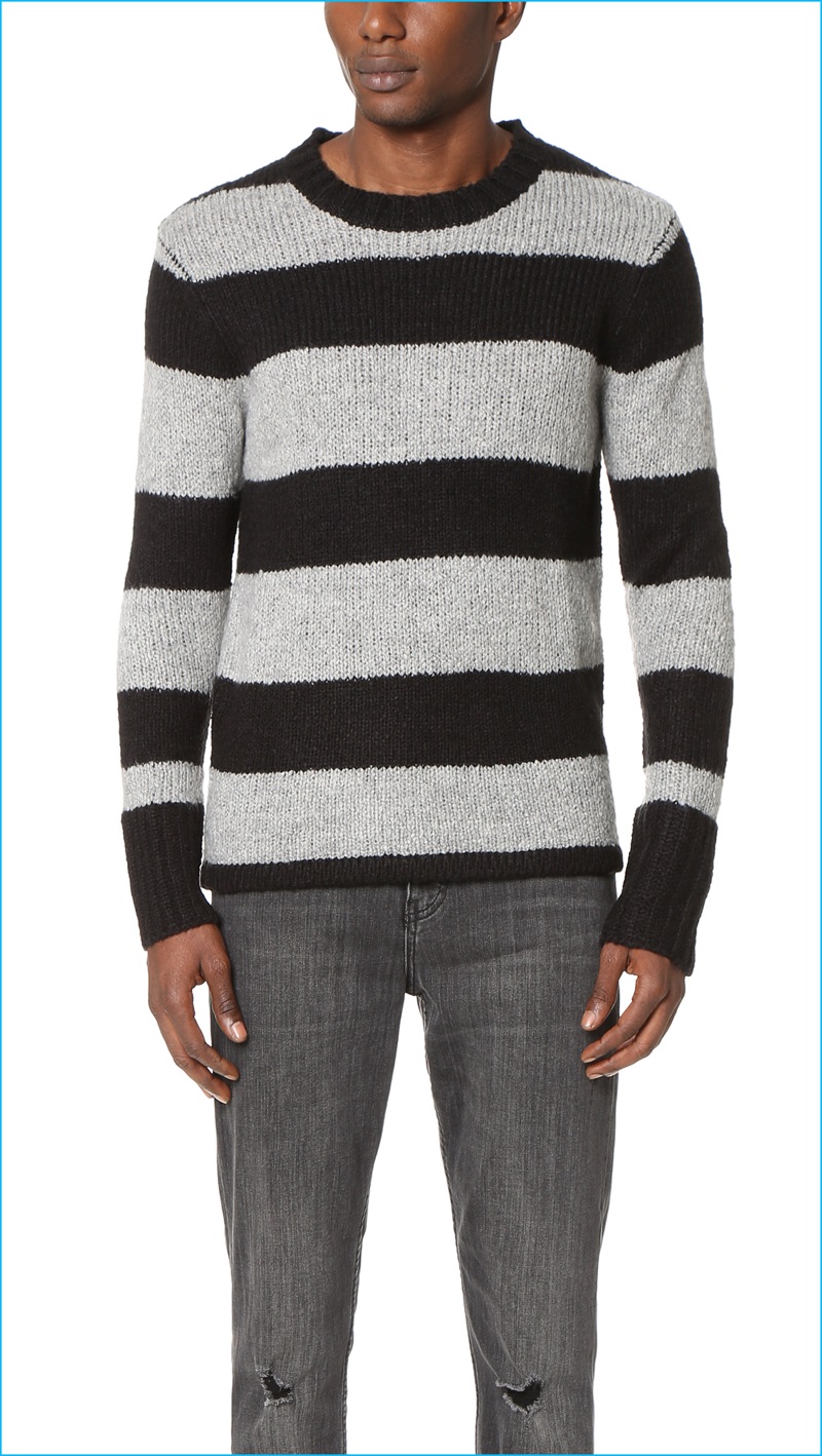 Channel a grunge style icon such as Kurt Cobain with Cheap Monday's black and grey striped sweater.