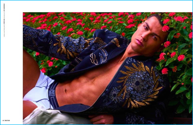 Footballer Cristiano Ronaldo wears a Ports 1961 bomber jacket with his own CR7 underwear.