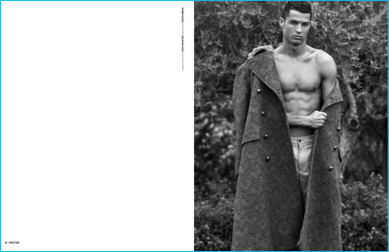 Philippe Vogelenzang photographs Cristiano Ronaldo in a Dries Van Noten coat with Giorgio Armani trousers.