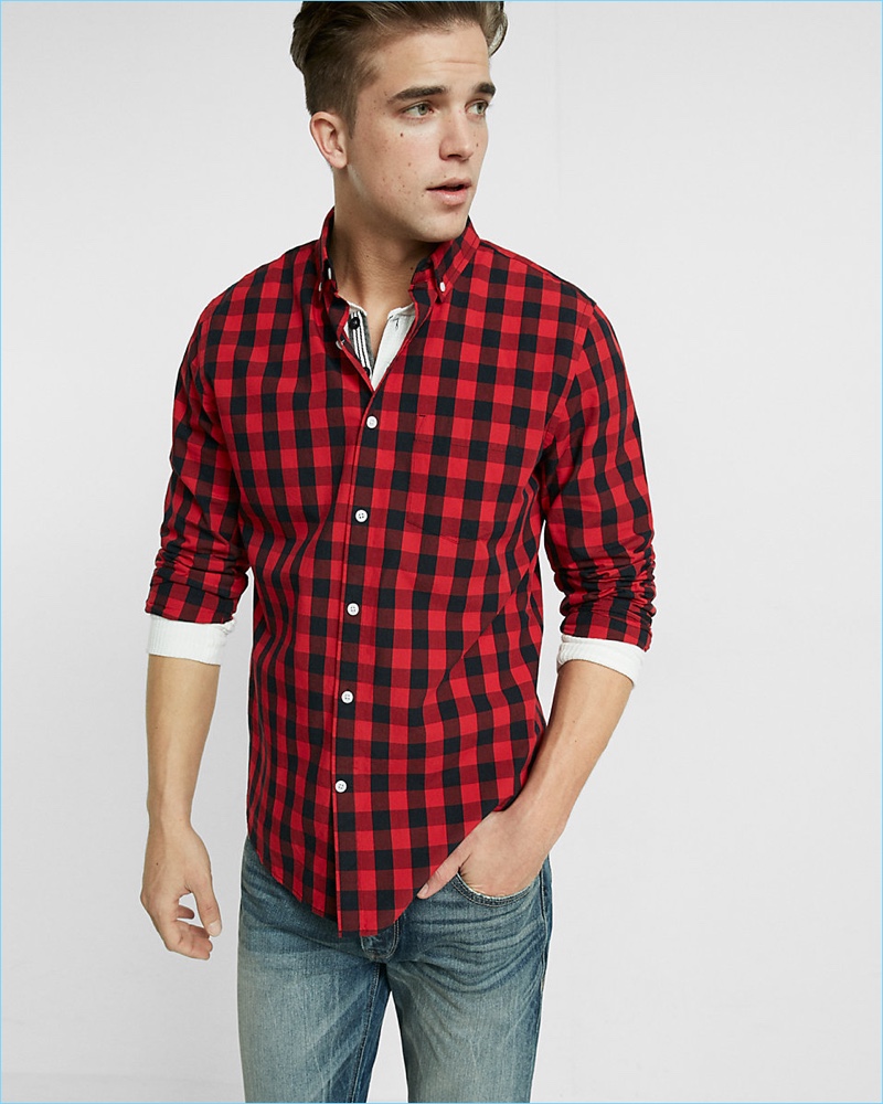 Express Soft Wash Buffalo Check Shirt