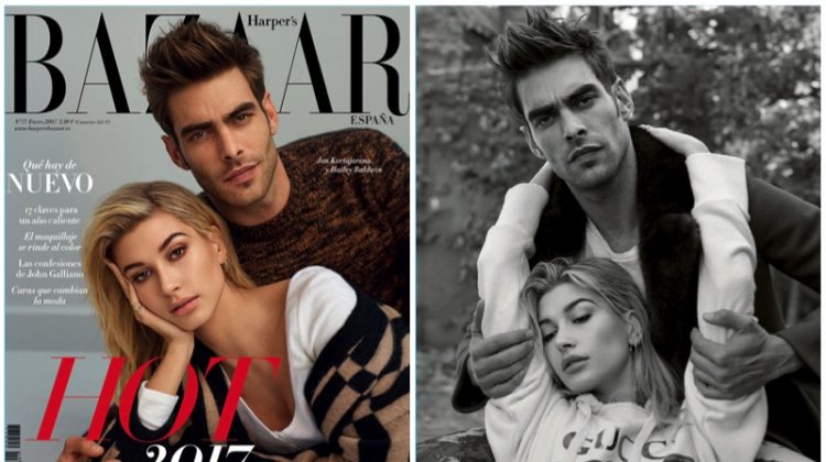 Jon Kortajarena Joins Hailey Baldwin for Harper’s Bazaar España Cover Shoot