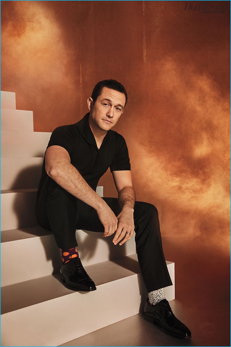 Joseph Gordon-Levitt sports all black in a photo for The Hollywood Reporter.