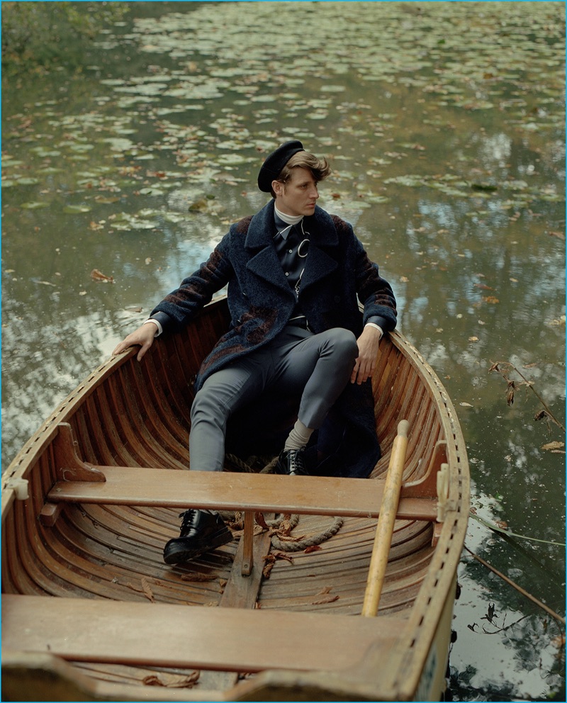 Marc André Turgeon takes a boat ride in Louis Vuitton for the pages of The Week.