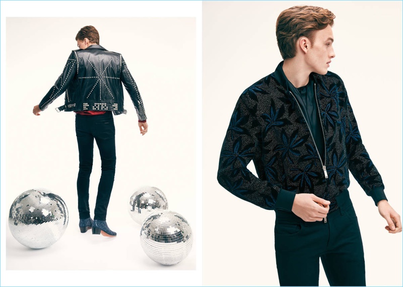Ninja Hanna photographs Gillis de Wit in statement fashions such as a velvet bomber jacket by Dsquared2.
