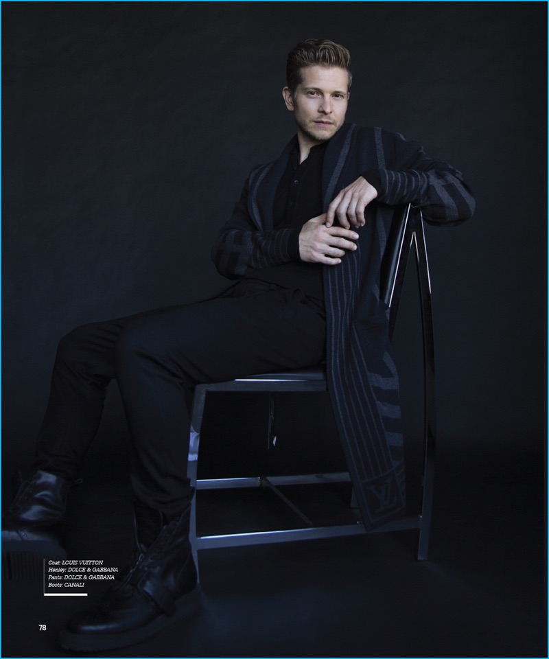 Matt Czuchry dons a Louis Vuitton coat with a henley and pants by Dolce & Gabbana. Czuchry also sports Canali leather boots. » Matt Czuchry Dons Dark Fall Fashions for Haute Living, Dishes on 'Gilmore Girls' Revival Matt Czuchry dons a Louis Vuitton coat with a henley and pants by Dolce & Gabbana. Czuchry also sports Canali leather boots.