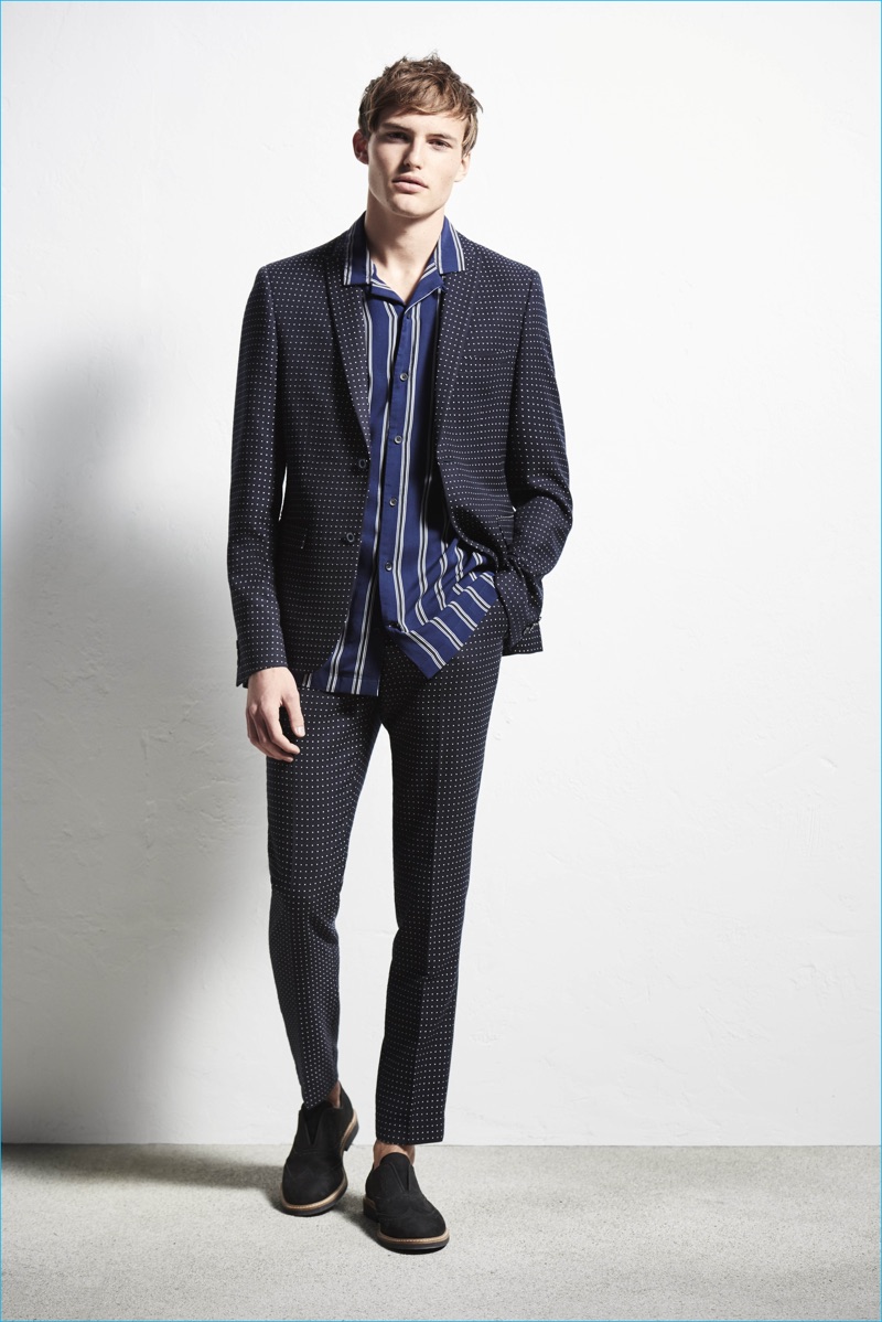 The suit gets a fun print addition with micro dots for River Island's spring-summer 2017 collection. » River Island Unveils Fresh Fashions for Spring '17 The suit gets a fun print addition with micro dots for River Island's spring-summer 2017 collection.
