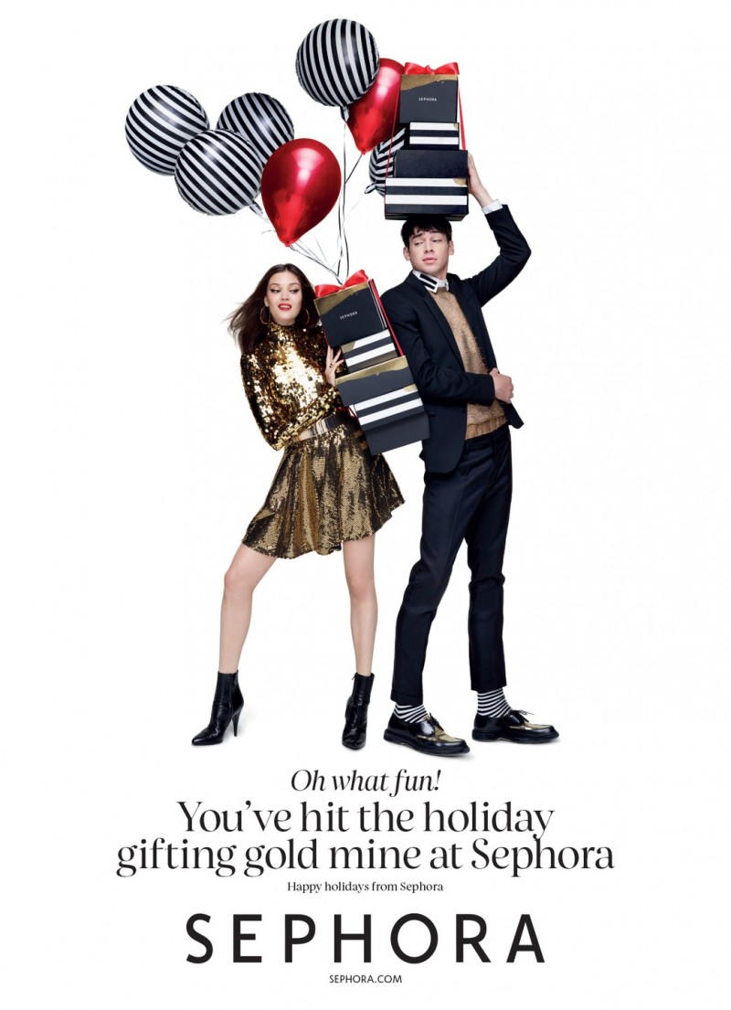 American model Cole Mohr appears in Sephora's holiday 2015 campaign.