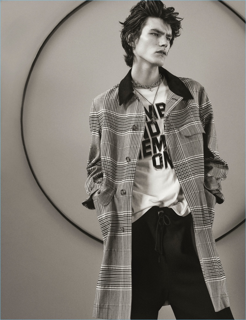 Karl Templer outfits Elias de Poot in Stella McCartney for Interview magazine.