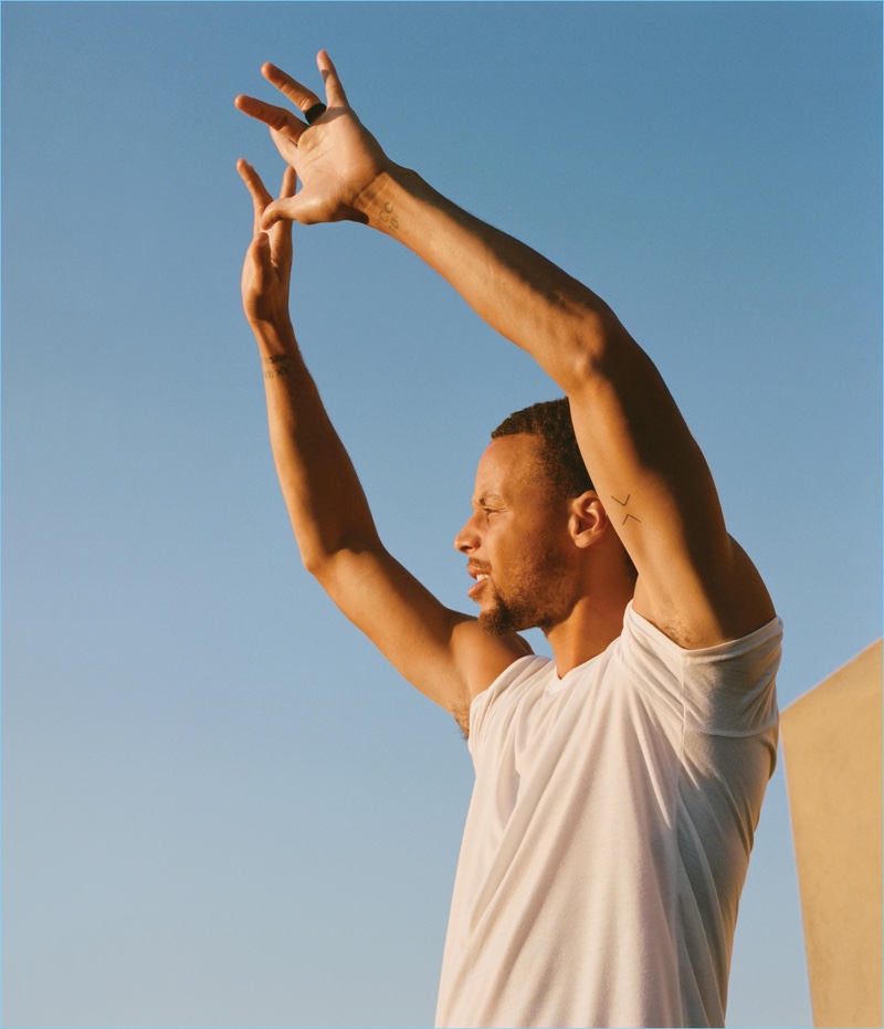 Theo Wenner photographs Stephen Curry in an Under Armour undershirt for WSJ magazine.