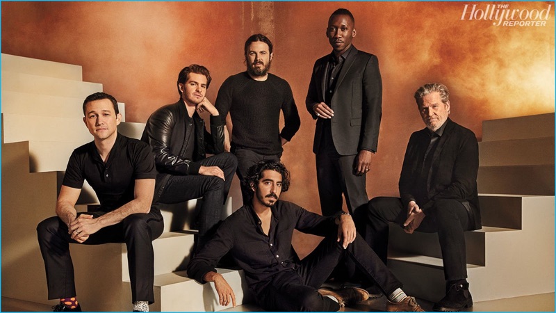 Joseph Gordon-Levitt, Andrew Garfield, Casey Affleck, Dev Patel, Mahershala Ali, and Jeff Bridges appear in a photo shoot for The Hollywood Reporter.