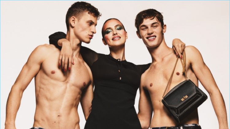 David Trulik and Kit Butler go shirtless as they join Irina Shayk for Bally's spring-summer 2017 campaign.