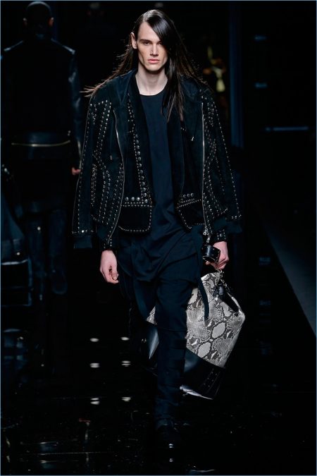 Balmain embraces studs for a dark opulent fall-winter 2017 showing.