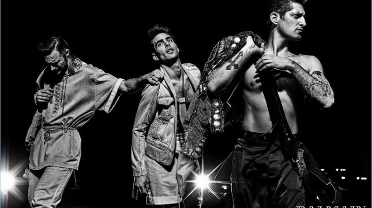 Gabriel Aubry, Jon Kortajarena, and Tony Ward star in Balmain's spring-summer 2017 campaign.