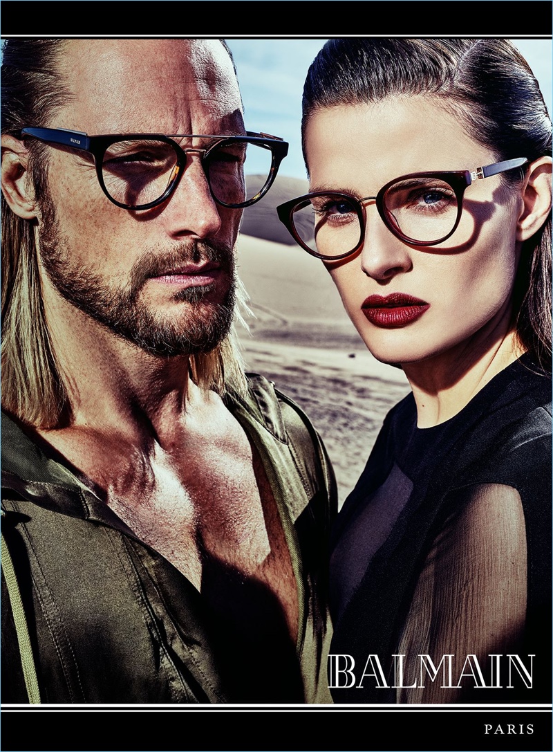 Gabriel Aubry and Isabeli Fontana front Balmain's spring-summer 2017 eyewear campaign.