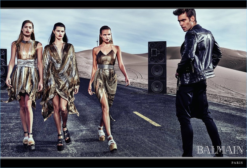 Doutzen Kroes, Isabeli Fontana, Natasha Poly, and Jon Kortajarena front Balmain's spring-summer 2017 campaign.