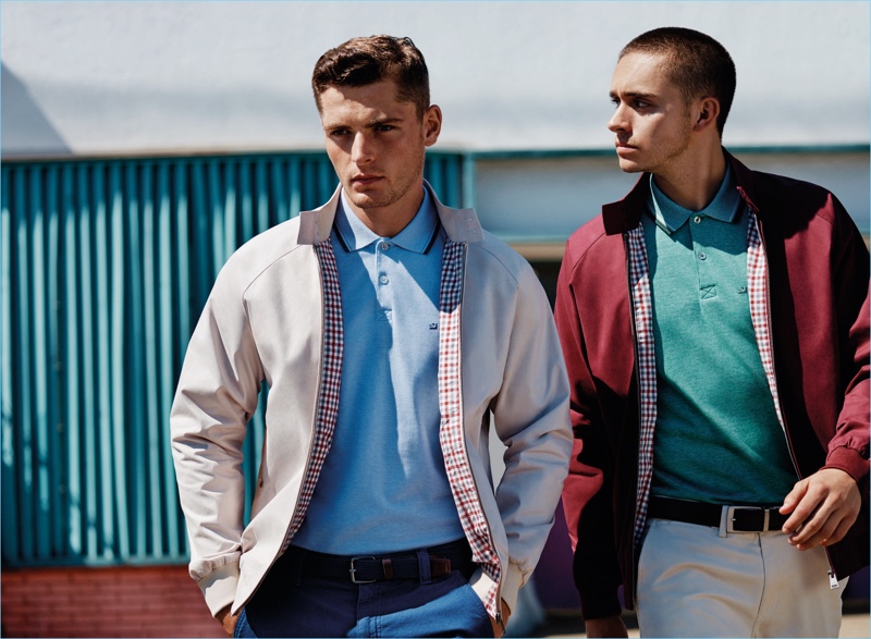 Models Jace Moody and Maverick don Harrington jackets for Ben Sherman's spring-summer 2017 campaign.