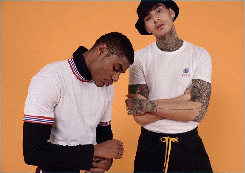 BoohooMan embraces a sporty style motif with simple tees, layering, and relaxed proportions. » Revisit 90s Trends with BoohooMan's Spring '17 Collection BoohooMan embraces a sporty style motif with simple tees, layering, and relaxed proportions.