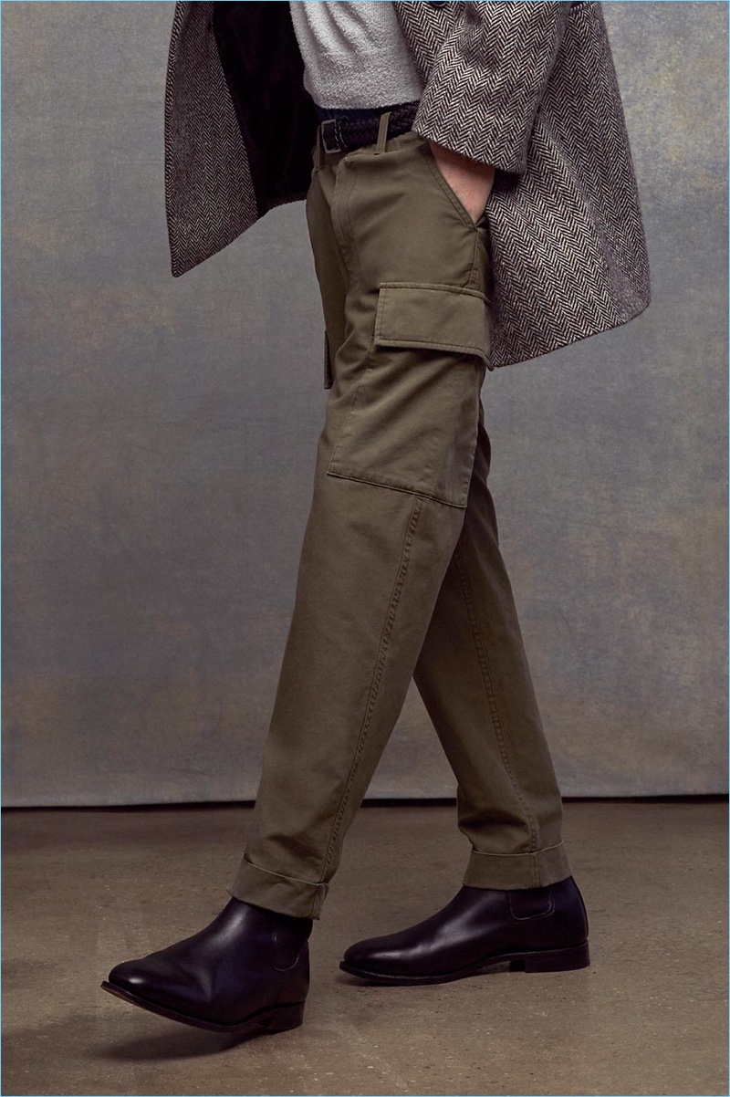 Club Monaco stands by military style for spring with its cargo pocket pants.