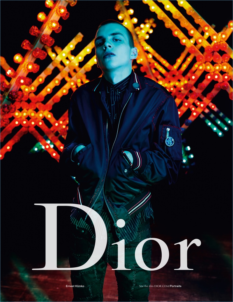 Model Ernest Klimko is front and center for Dior Homme's spring-summer 2017 campaign.