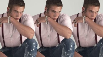 Dsquared2 Unveils Playfully Rebellious Spring '17 Campaign Mitchell Slaggert wears platforms, bleached denim, and suspenders for Dsquared2's spring-summer 2017 campaign.