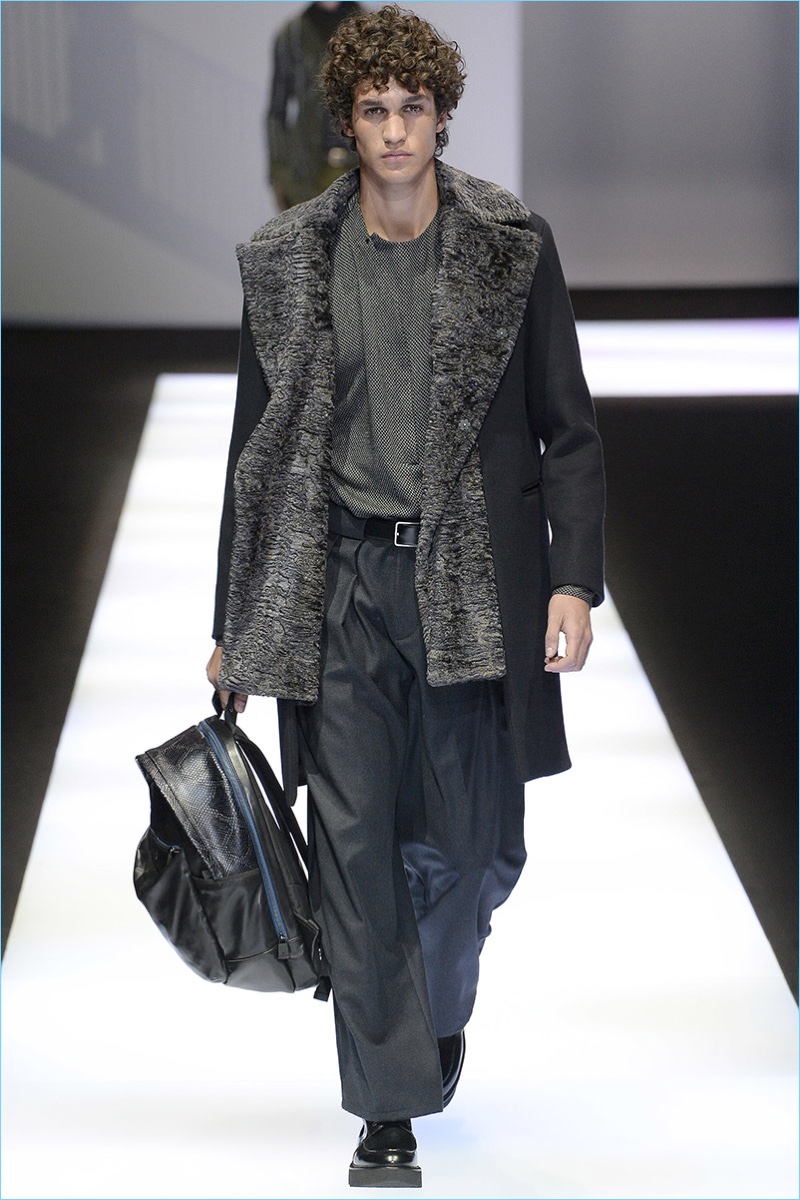 Fashion brand Emporio Armani goes luxe with its faux fur, delivering a phenomenal coat.
