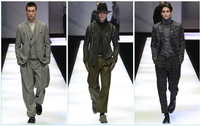 Emporio Armani Fall/Winter 2017 Men's Collection » Emporio Armani Does Graphic Tailoring for Fall '17 Collection Emporio Armani Fall/Winter 2017 Men's Collection